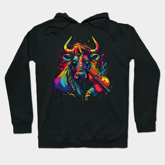 Wildebeest Playing Violin Hoodie by JH Mart